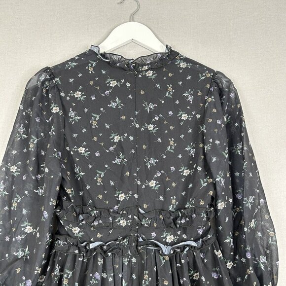 Southern Fried Chics Womens Dress Extra Small Black Ditsy Floral Fairy Feminine - Picture 10 of 16